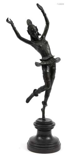 Patinated bronze figurine of an Art Deco dancer raised on a ...
