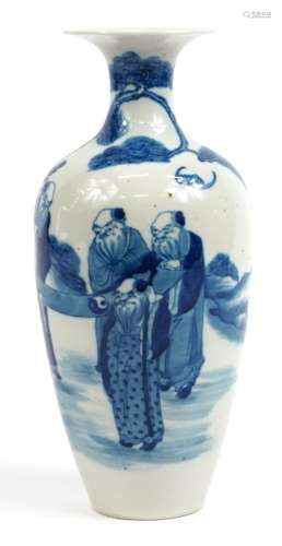 Chinese porcelain blue and white vase hand painted with elde...