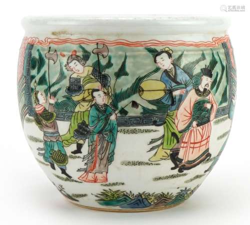 Chinese porcelain planter hand painted in the famille verte ...