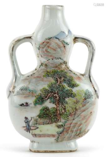 Chinese porcelain double gourd vase with twin handles, hand ...