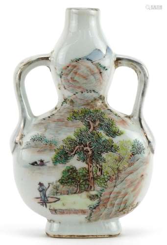 Chinese porcelain double gourd vase with twin handles, hand ...