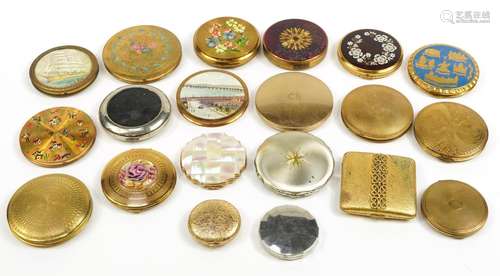 Twenty vintage and later compacts, some with enamel includin...