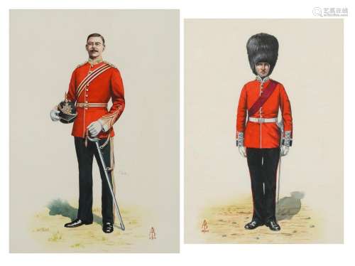 Full length portrait of soldiers wearing Sherwood Foresters ...