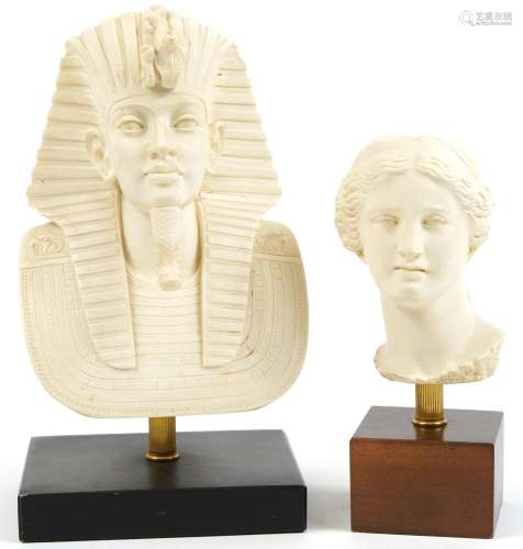 A. Giannelli, two parian design busts raised on wooden bases...