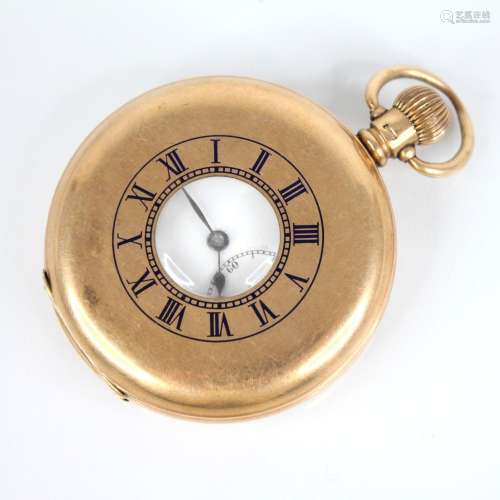 A George V 9ct gold half hunter pocket watch, the round whit...