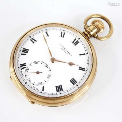 A George VI 9ct gold open faced pocket watch by J.W.Benson, ...