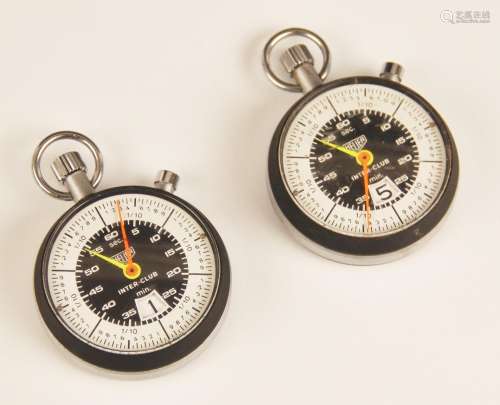 An open face Inter-Club stopwatch by Heuer, circular dial wi...