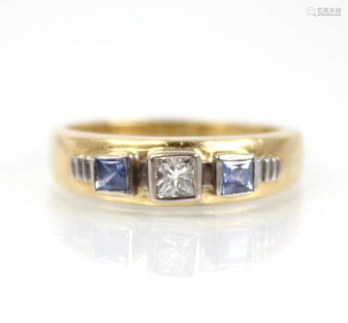 A Clogau diamond, sapphire 18ct gold ring, the central princ...