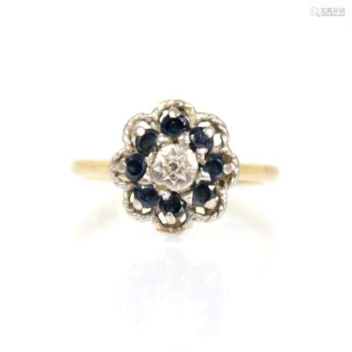 An early 20th century sapphire and diamond floral cluster ri...