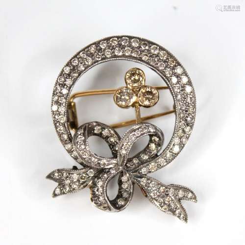 A Victorian and later diamond set wreath brooch, designed as...