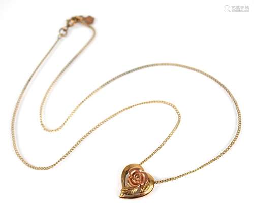 A Clogau 9ct gold heart-shaped pendant, designed as a rose g...