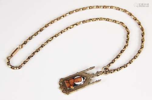 A Victorian gold coloured chain, the fancy link chain with t...