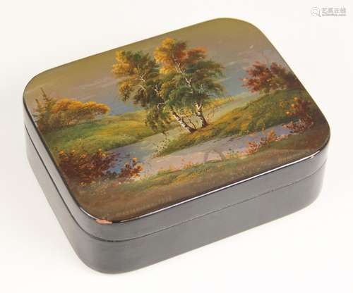 A Soviet Union lacquered box, late 20th century, of rounded ...