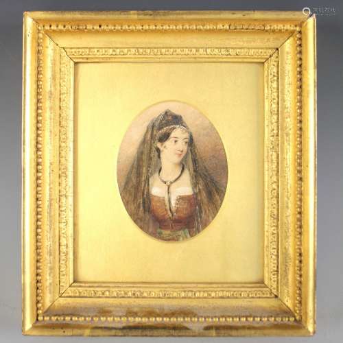 Continental school (19th century), An oval portrait miniatur...