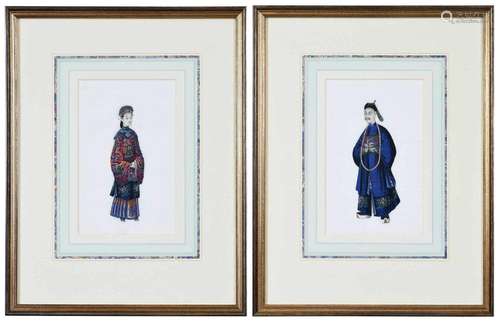 Pair of Chinese Pith Portrait Paintings