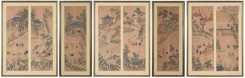 Group of Framed Korean Ink and Color Paintings