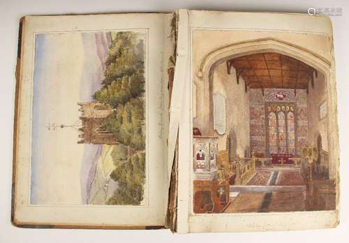 An album of over one hundred watercolour sketches, late 19th...