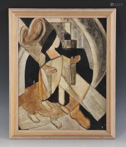 Cubist school (20th century), A figure in the cubist manner,...