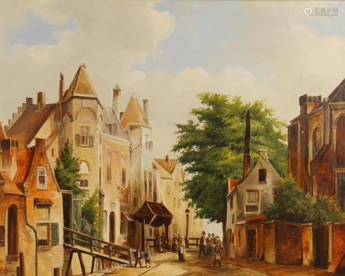 Dutch school (mid 20th century), A Dutch town scene, Oil on ...