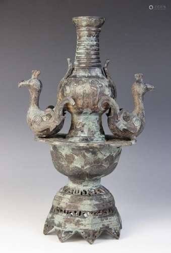 A Chinese archaic bronze vessel, 20th century, of baluster f...