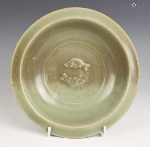 A Chinese Longquan celadon Twin Fish bowl, Song Dynasty, the...