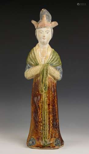 A Chinese pottery sancai glazed funerary tomb figure, possib...