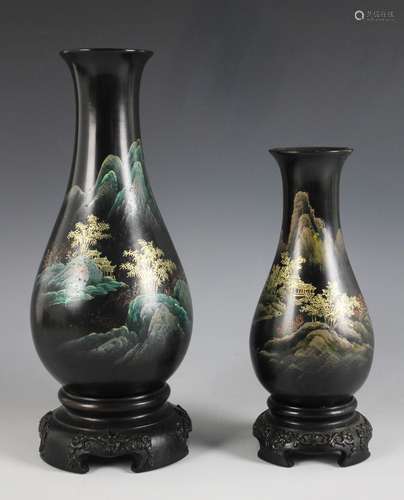 A Chinese Fuzhou lacquer vase, mid 20th century, the pear sh...