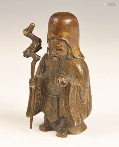 A Chinese bronze figure of Shao Lao, late 19th century, mode...