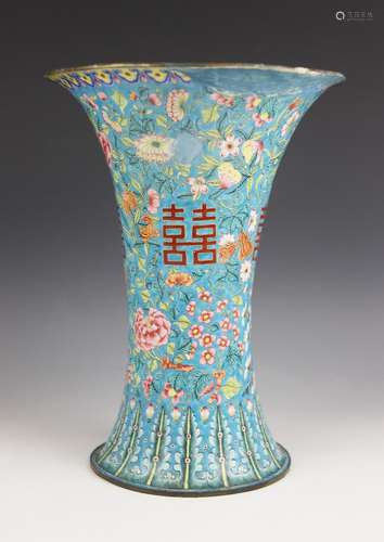 A Chinese Canton enamel vase, 19th century, for the Peranaka...