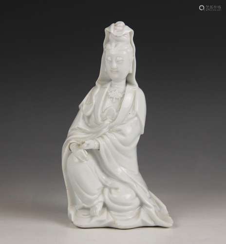 A Chinese porcelain Blanc de Chine figure of Guanyin, early ...