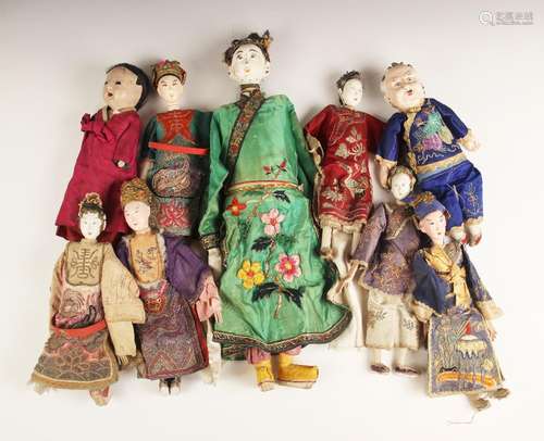 A collection of nine Chinese opera puppets, 19th century and...