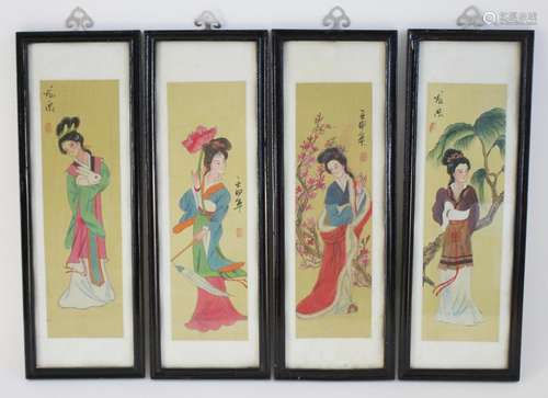 Chinese School (20th century), A set of four portraits, Wate...