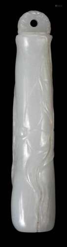 Chinese Pale Celadon Jade Tube Pendant