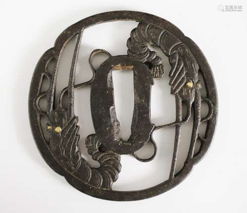 A Japanese Tsuba, Edo Period (1603-1868), Mokko-Gata, the pi...