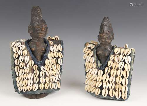 A pair of West African Nigerian tribal art Ibeji dolls with ...