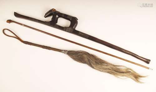 A 19th century South African Zulu wire work fly whisk, 74cm ...