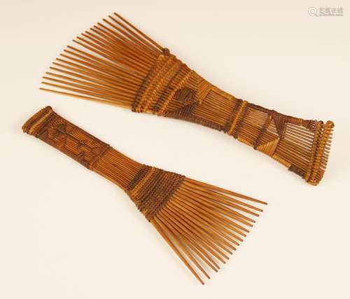 Two West African combs, Luba people, Zaire, Belgium Congo, e...