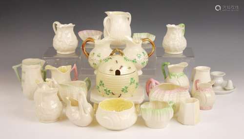 A selection of Belleek porcelain tableware, to include a dou...