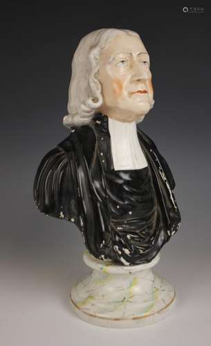 A Staffordshire portrait bust of Reverend John Wesley, mid 1...