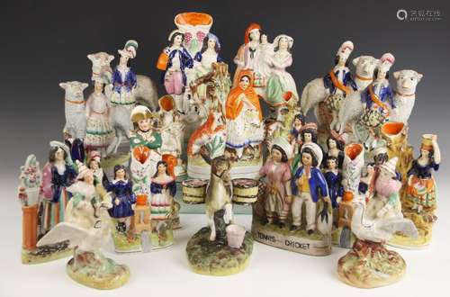 A selection of twenty 19th century and later Staffordshire f...