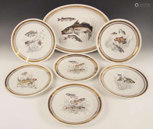 A German porcelain fish service by Schonwald, comprising an ...