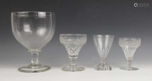 A plain glass rummer of large proportions, late 19th or earl...