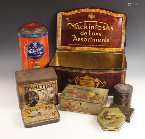 A collection of vintage advertising tins, to include Foxs Gl...