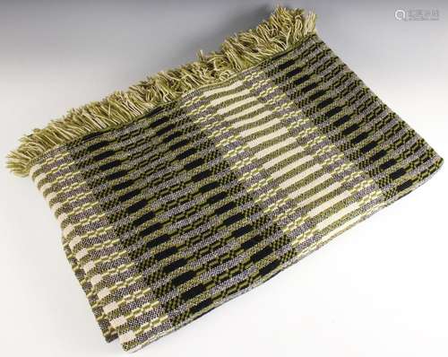 A Welsh blanket by Meirionweave, of unusual linear geometric...