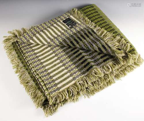 A Welsh blanket by Meirionweave, of unusual linear geometric...