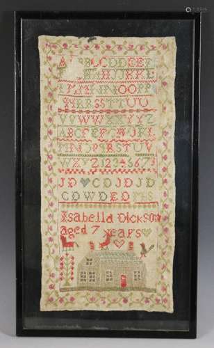 A band sampler 19th century, by Isabella Dickson, aged 7 yea...