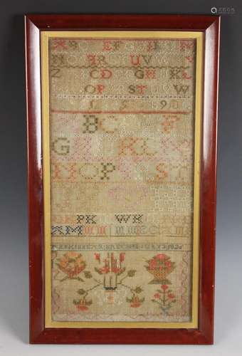 A George IV band sampler dated July 3 1826, worked in polych...