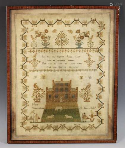 A George IV sampler dated 1829, worked by Mary Worth aged 10...