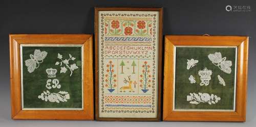 A near pair of Honiton lace pictures, possibly created for t...