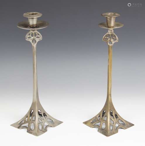 A pair of Art Nouveau/Jugendstil style candlesticks in the m...